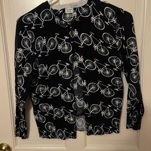 Crown & Ivy Black and White Bicycle Pattern Cardigan
